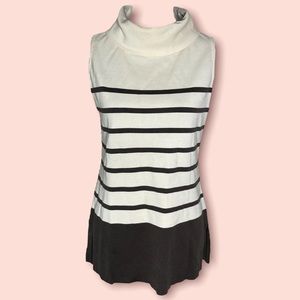 ST JOHN CREAM STRIPED COWL TOP SLEEVELESS TUNIC